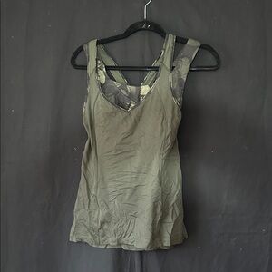lululemon athletica Olive Green Butterfly Pattern Tank Top